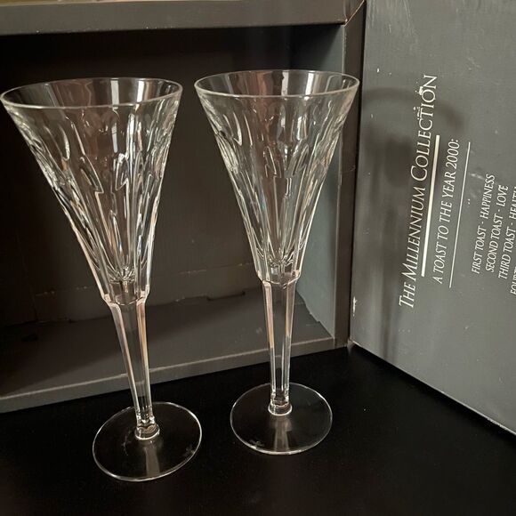 Waterford Crystal Millennium Collection A Toast Year 2000 Champagne Flute Set - Picture 6 of 15